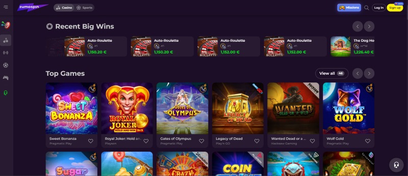 De spelselectie bij Zumospin Casino
